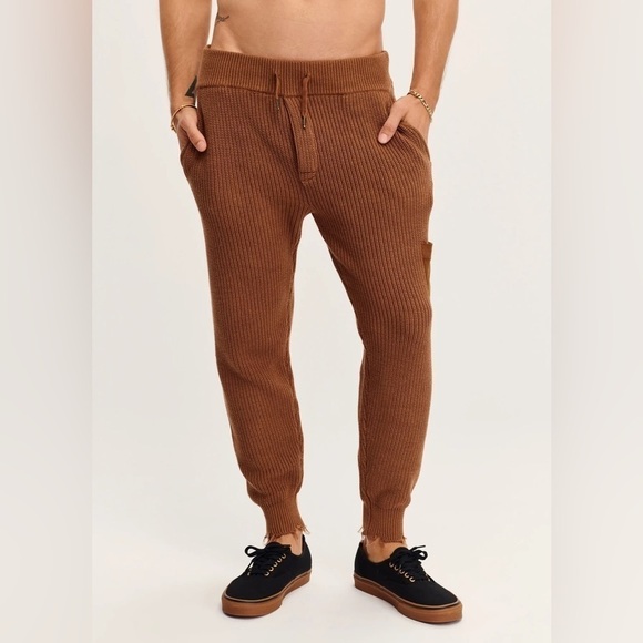 NWT SER.O.YA Jason Sweater Knit Jogger Cognac Brown sz Medium - Picture 3 of 6